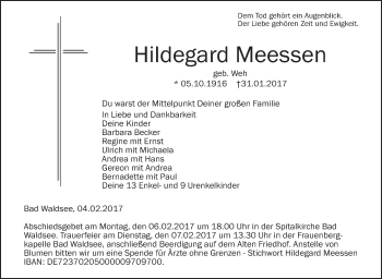 Zur Gedenkseite von Hildegard Meessen
